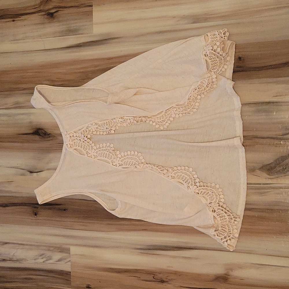 Cream Open Back Crochet Trimmed Top